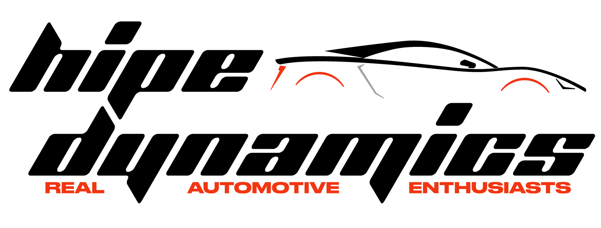 HiPe.Dynamics Logo Schriftzug neben einer Automobil-Silhouette